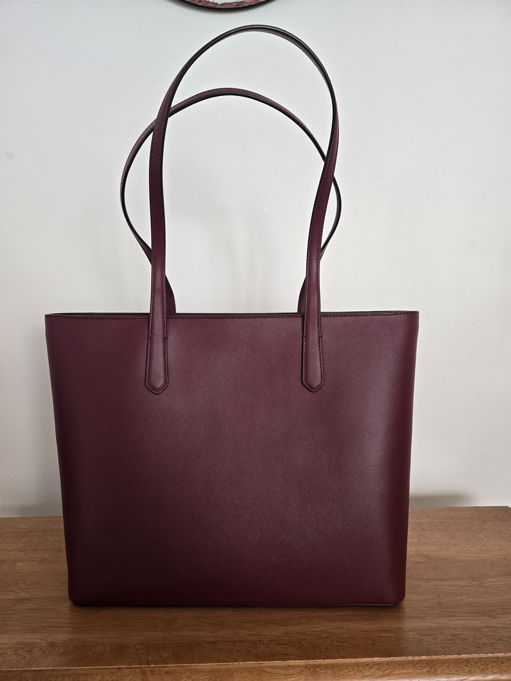 Kate Spade Maroon Leather Tote with Matching Pouch - Picture 3 of 5